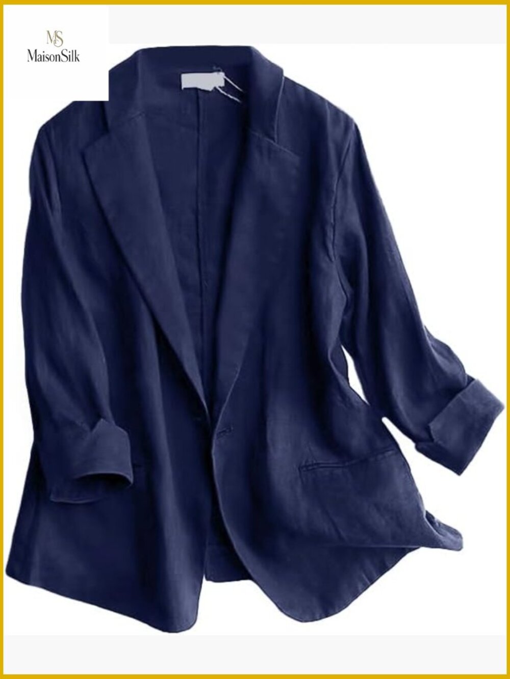 Linen Blend Blazer 3/4 Sleeve Lightweight Business Casual Jacket Women